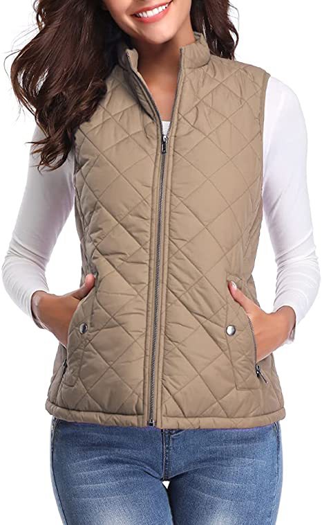 Women's Cotton Vest Stand Collar Zipper Pocket Warm - cas7m
