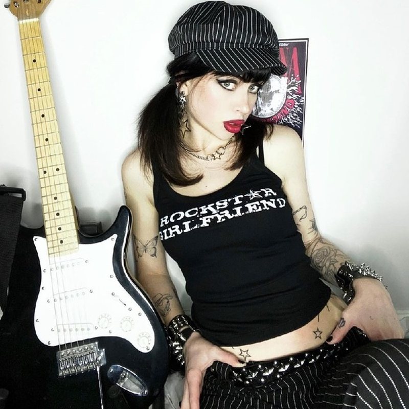 Vintage Punk Sexy Camis Top Gothic Fairy Grunge Graphic Prin - cas7m