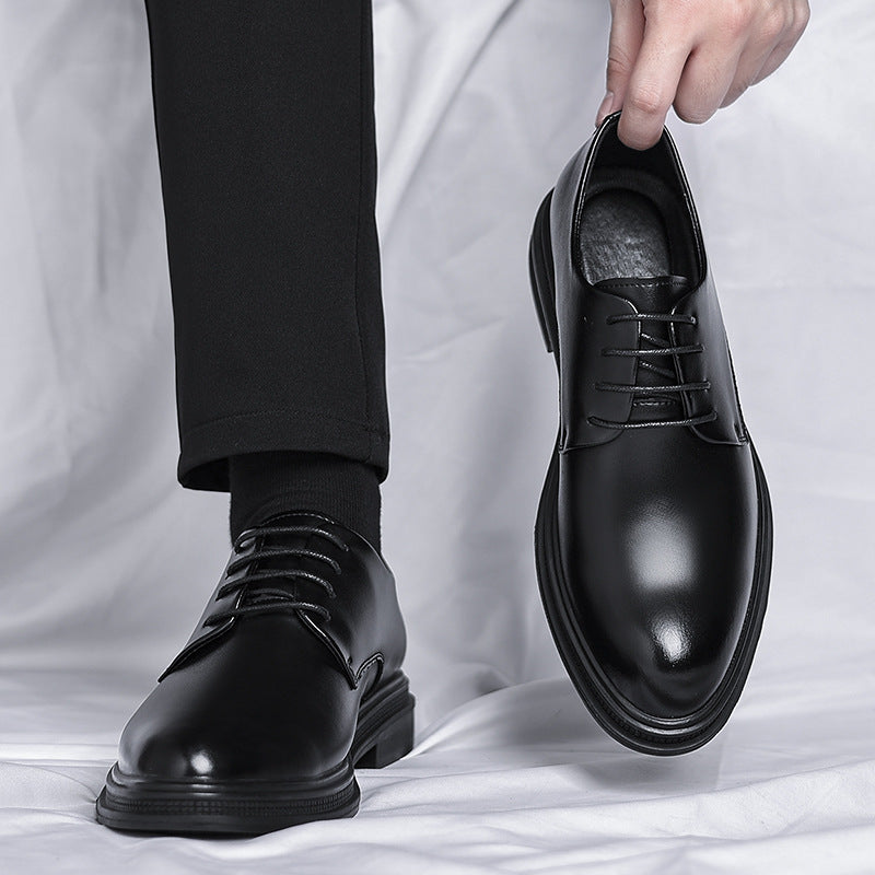 Business Formal Wear British Commuter Leather Black Leather Shoes - cas7m