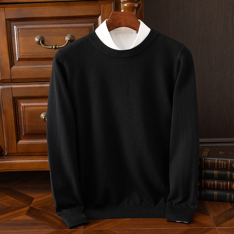 Round Neck Pullover Bottoming Shirt Casual Business Loose Long Sleeve Sweater - cas7m