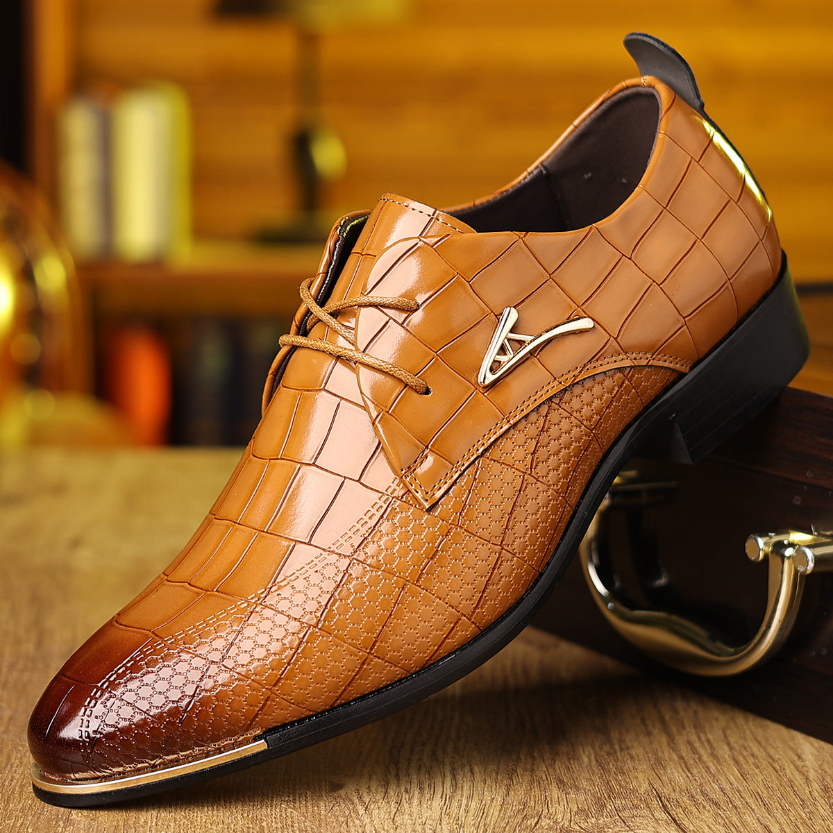 Men's Plus Size Leather Dress Shoes: Elegant Pointed Toe Design - cas7m