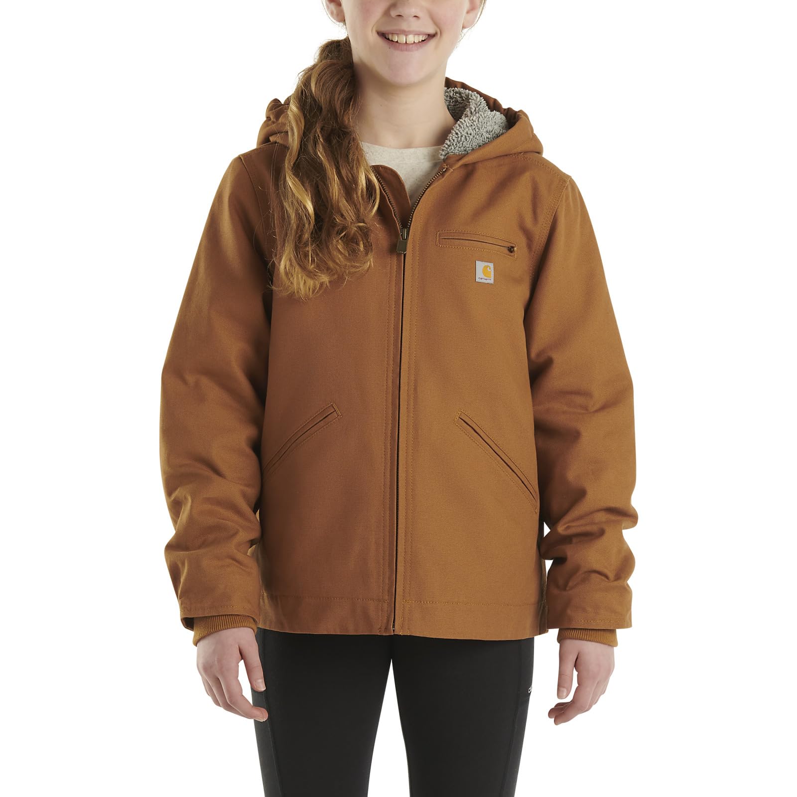 Sherpa-Lined Girls' Canvas Jacket