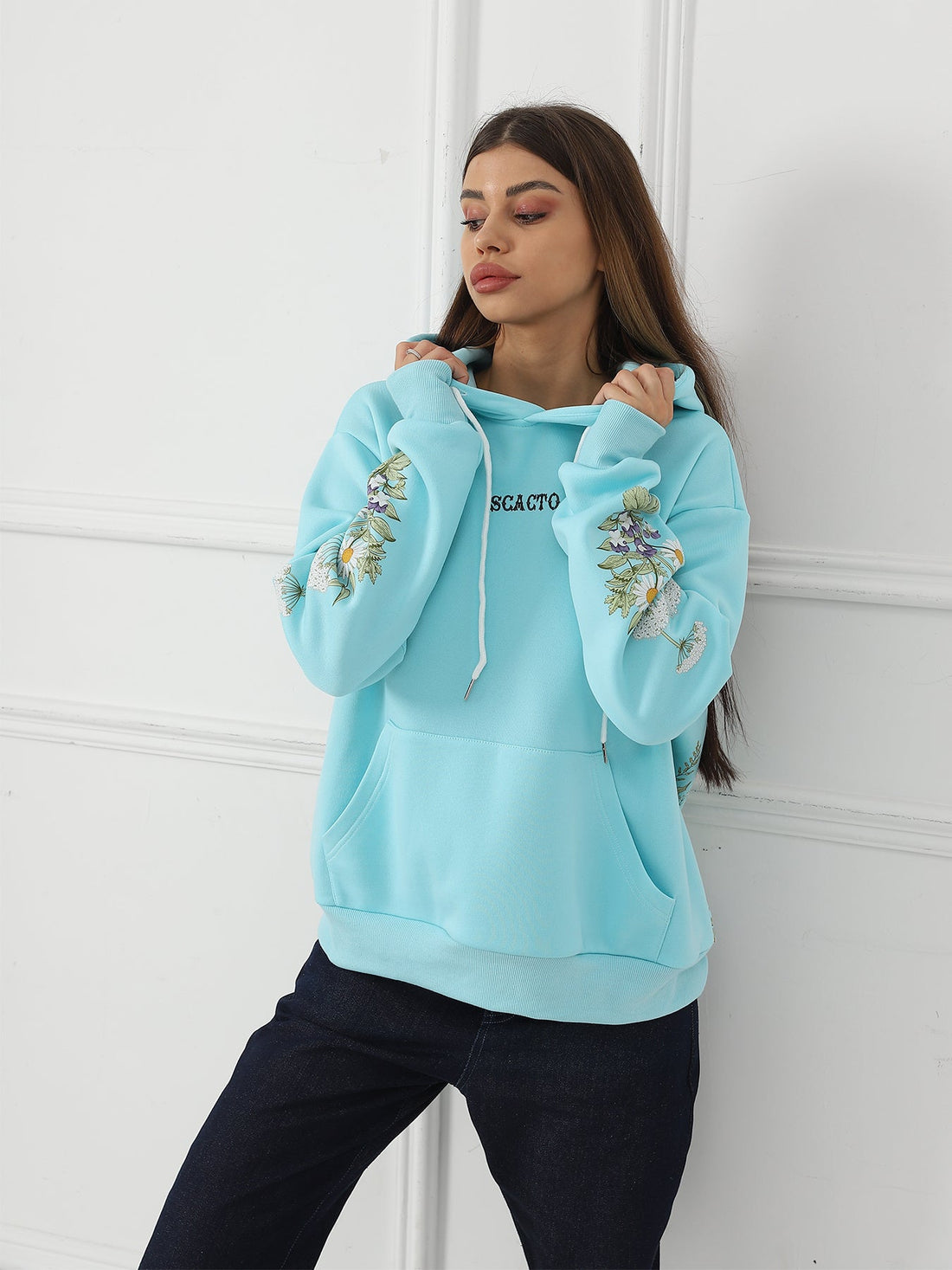 Ladies' Floral Print Long Sleeve Sweatshirt