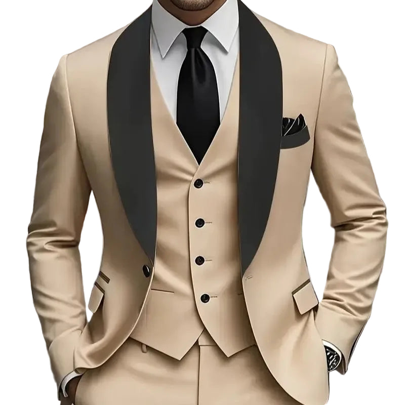 Mens Business-Casual Three-Piece Suit Korean-Style Slim Fit - cas7m