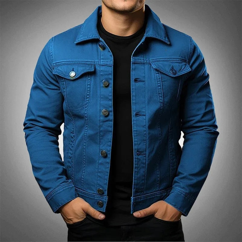 Men's Jacket Denim Coat Tooling Solid Color Thick Coat - cas7m