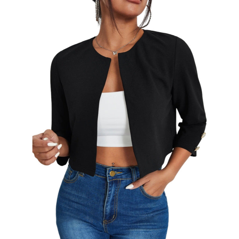 Solid Color Slit Bomber Jacket - cas7m