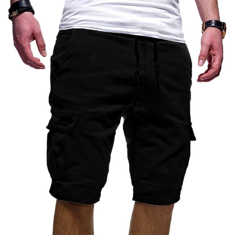 Men's Solid Color Sports Shorts Loose Tether Sports Casual Five-Point Pants Men - cas7m