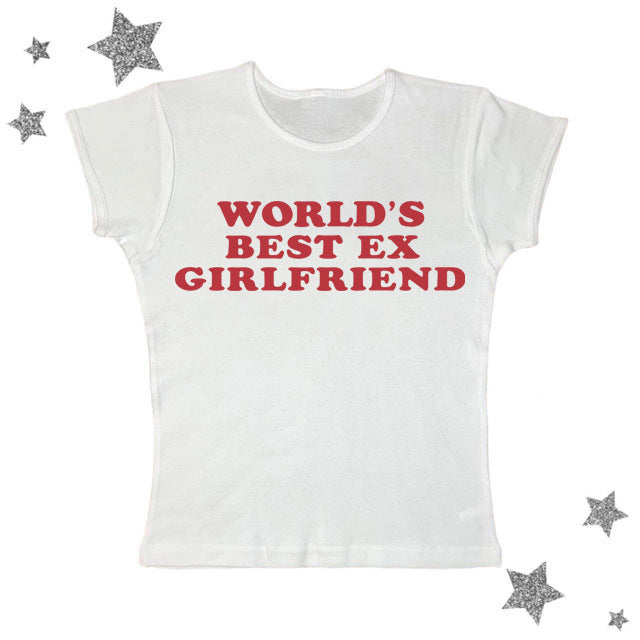 Letter Print Navel European And American Women's Clothing T-shirt - cas7m