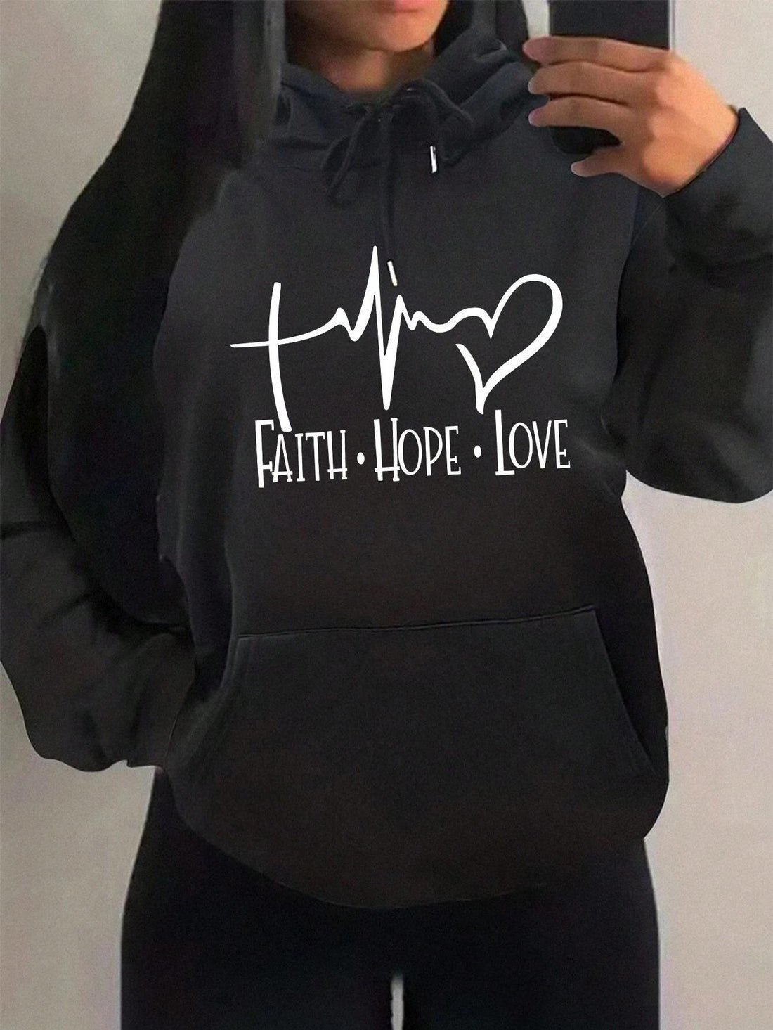 Faith Hope Love Letter Graphic Women Hoodie - cas7m
