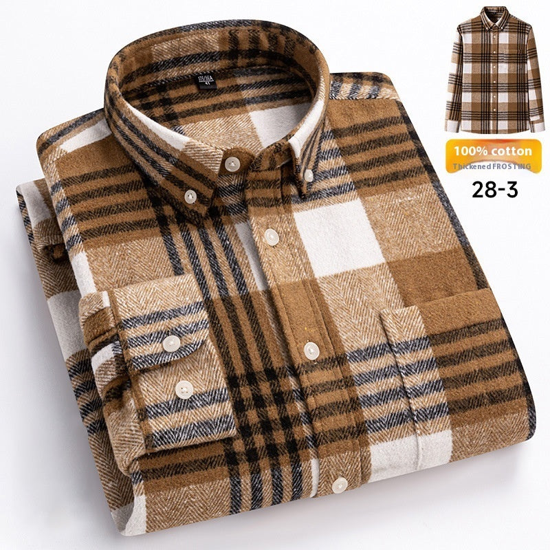 Retro Plaid Long Sleeve Casual Men's Clothing Shirt - cas7m