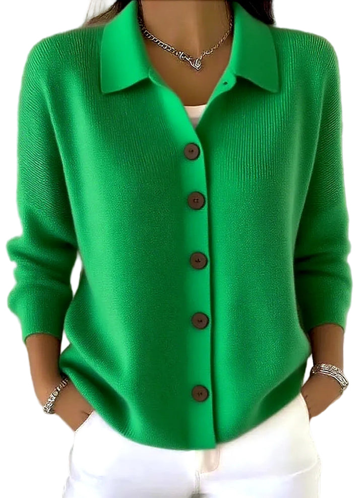 Button-knitted Lapel Sweater Cardigan Coat For Women - cas7m