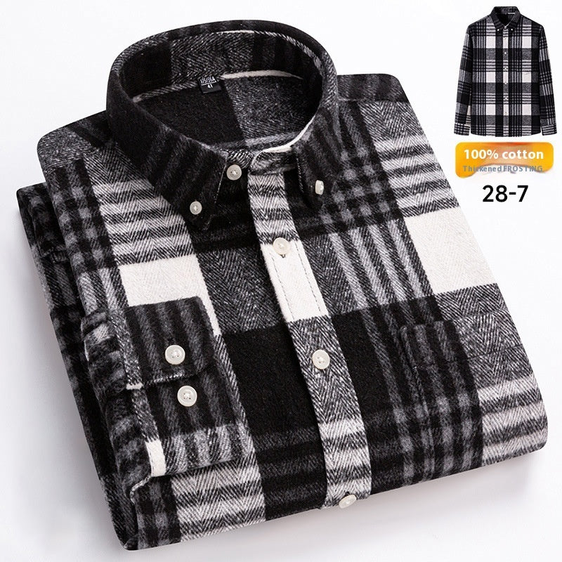 Retro Plaid Long Sleeve Casual Men's Clothing Shirt - cas7m