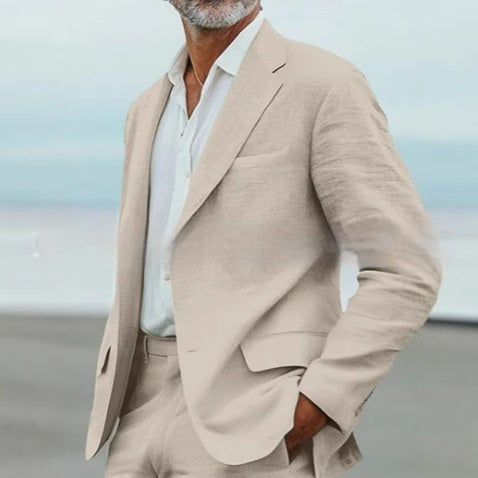 Men's Suit Casual Men's Linen Business Banquet Two-piece Suit - cas7m