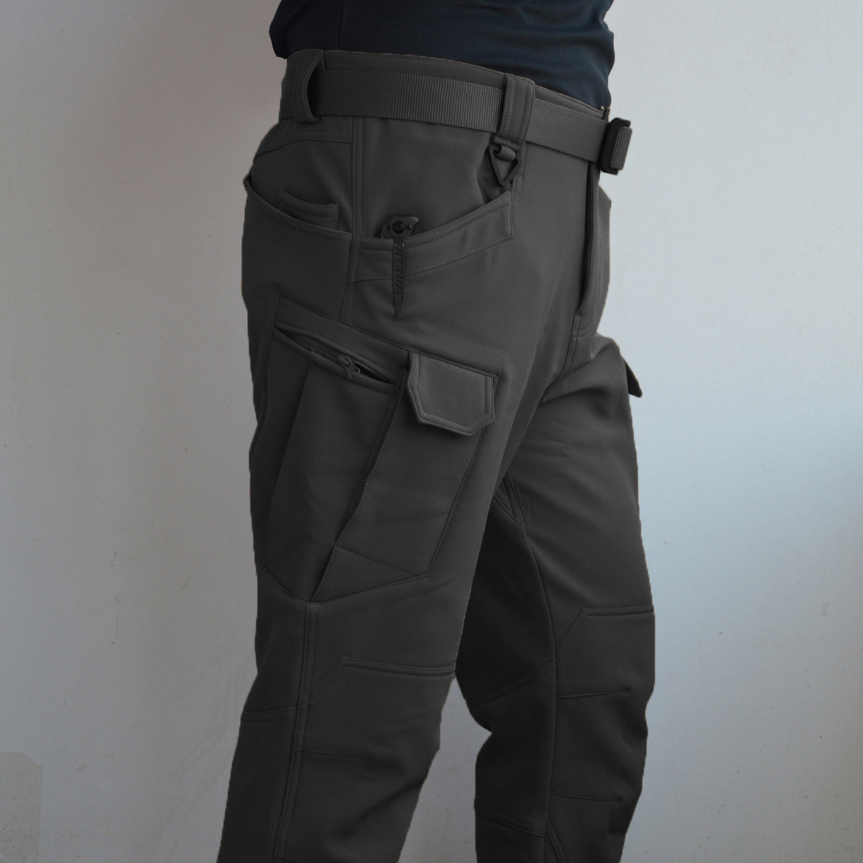Autumn And Winter Outdoor Fleece-lined Tactical Pants Men - cas7m