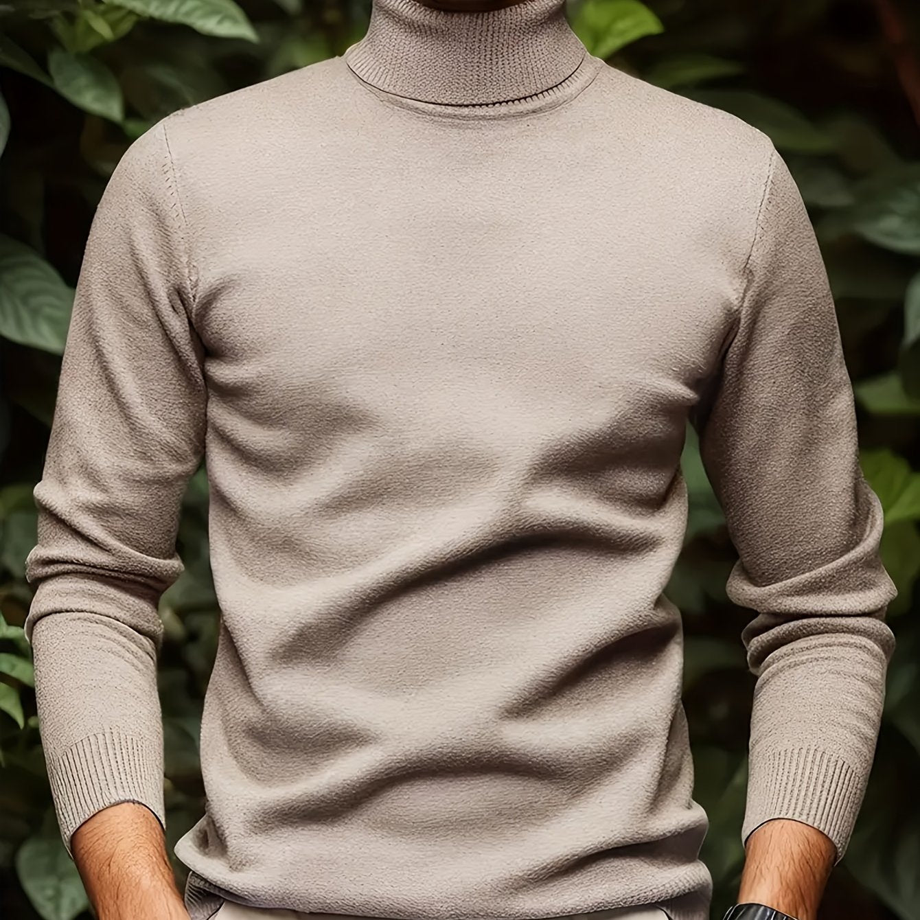 Men's Solid Color Versatile Soft Viscose Turtleneck Sweater - cas7m