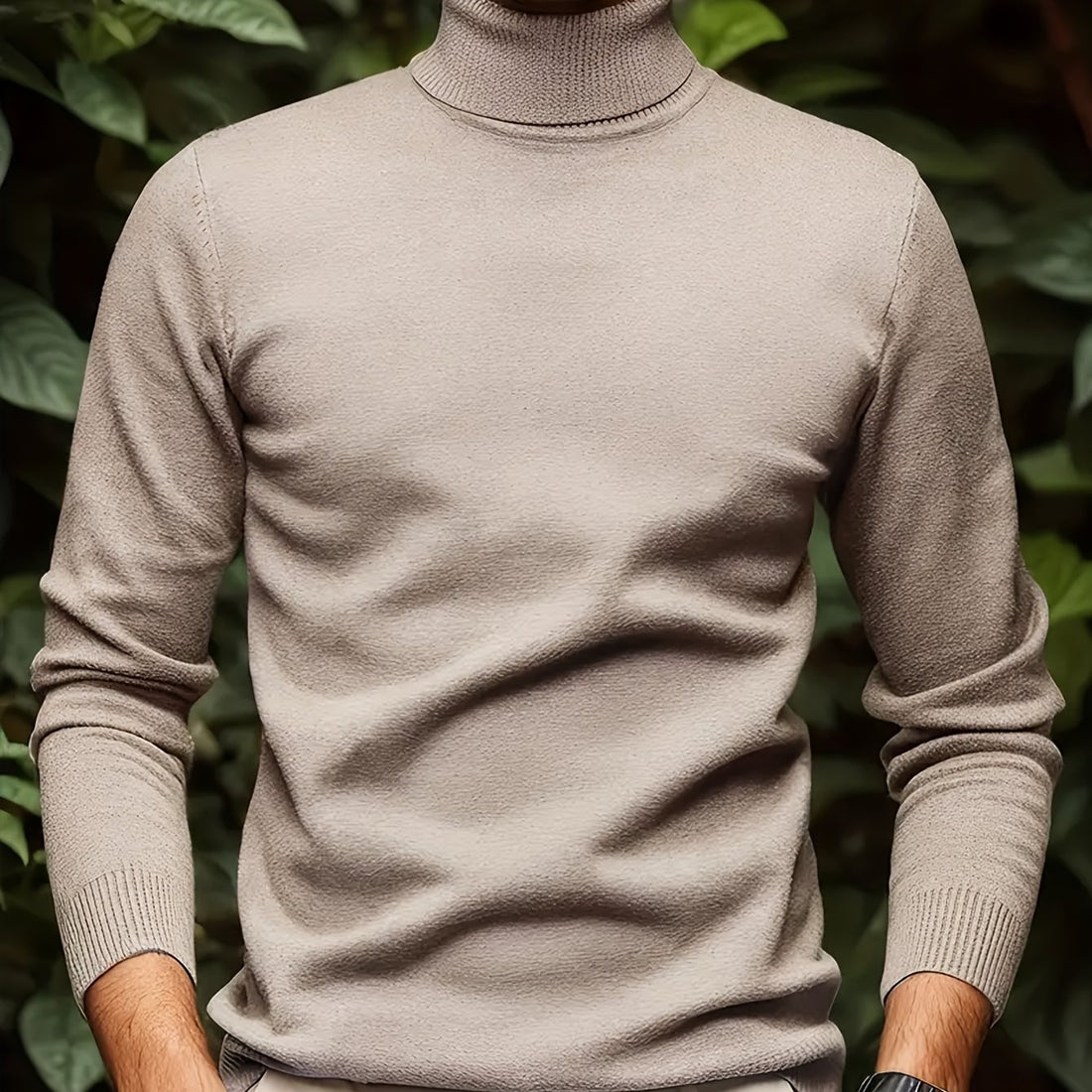 Men's Solid Color Versatile Soft Viscose Turtleneck Sweater - cas7m