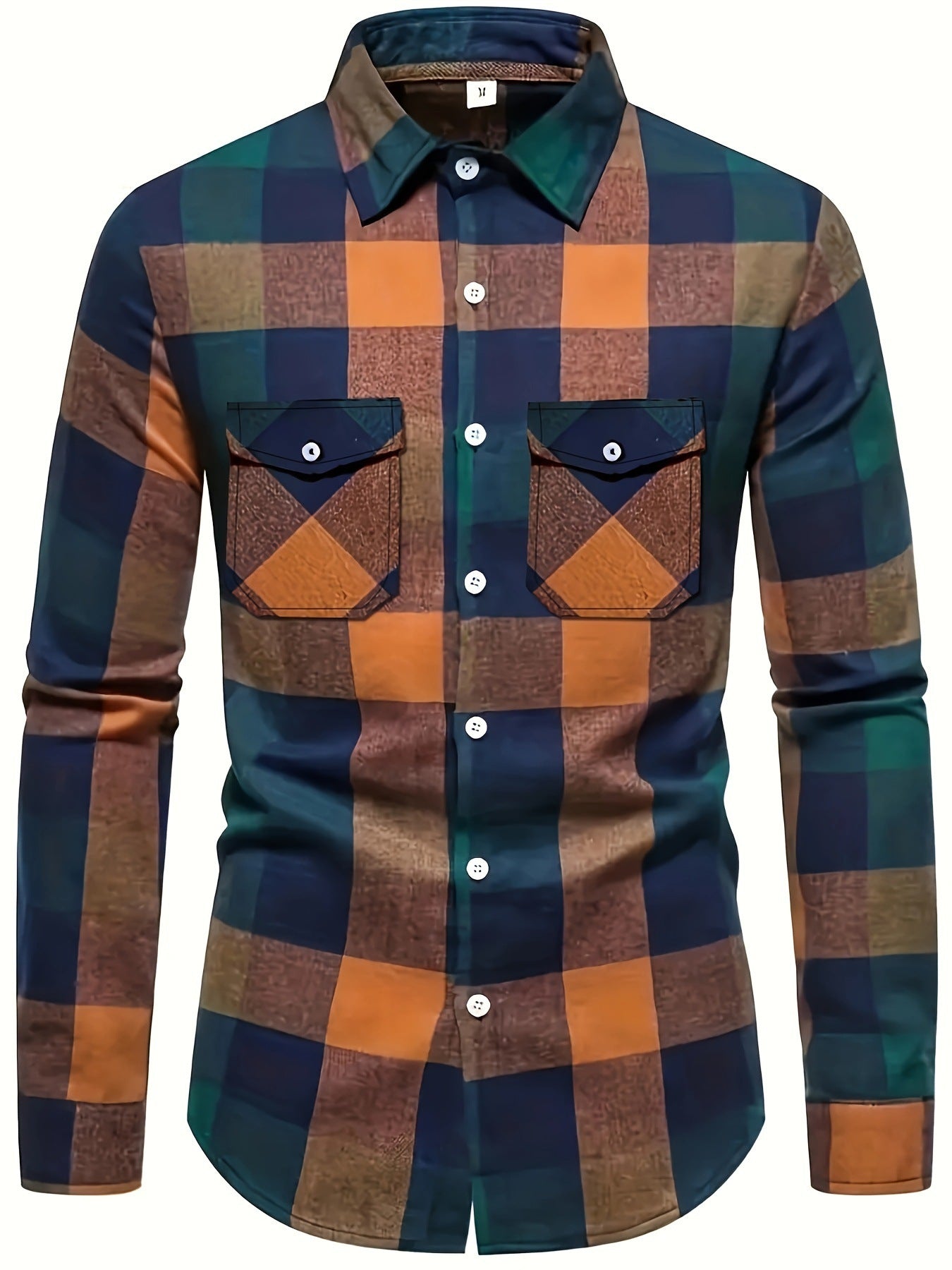 Mens Stylish Long-Sleeve Lapel Shirt - cas7m