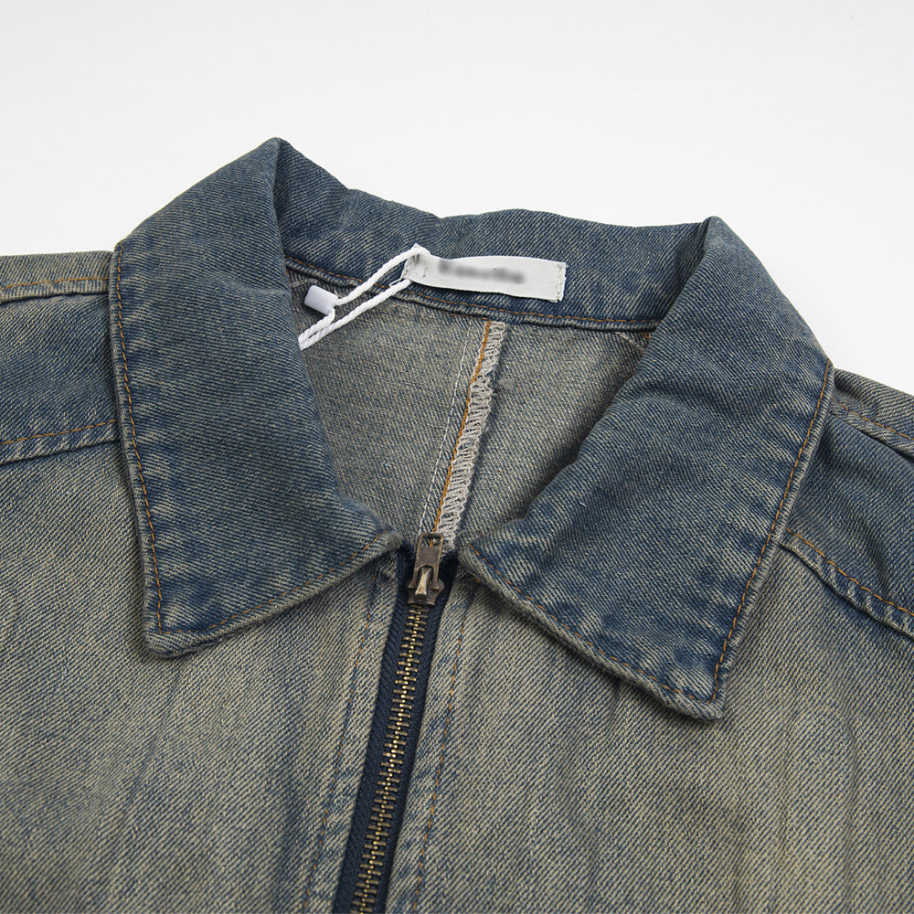 Punk Old Wash Denim Jacket Men - cas7m