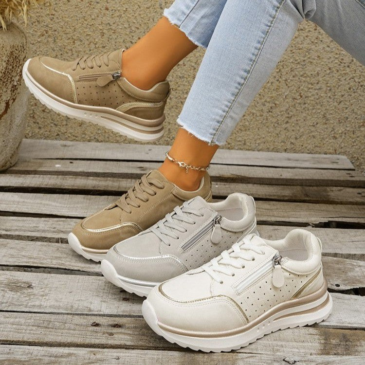 Side-zip Breathable Sneakers With A Chunky Sole For Comfort - cas7m