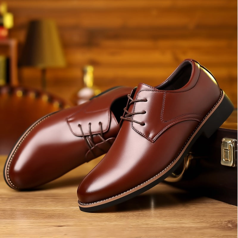 Plus Size Business Formal Wear Black Leather Shoes For Men - cas7m
