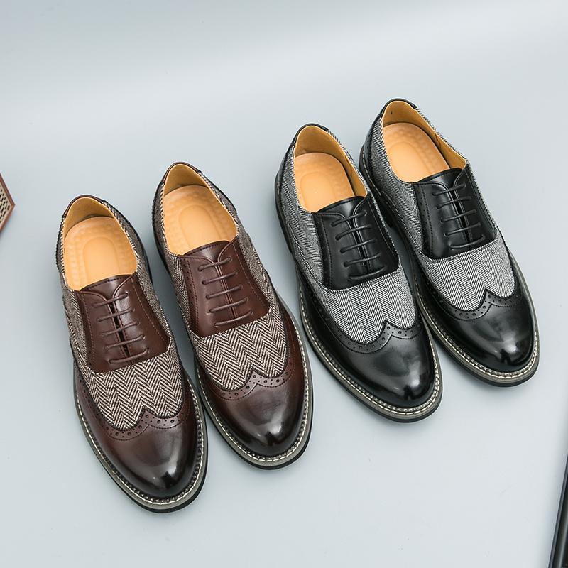 Fashion Brogue Men's Korean-style Casual Formal Wear Leather Shoes - cas7m
