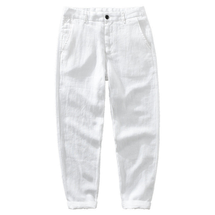 Pure Linen Pants Men's Loose Casual Cropped Pants - cas7m