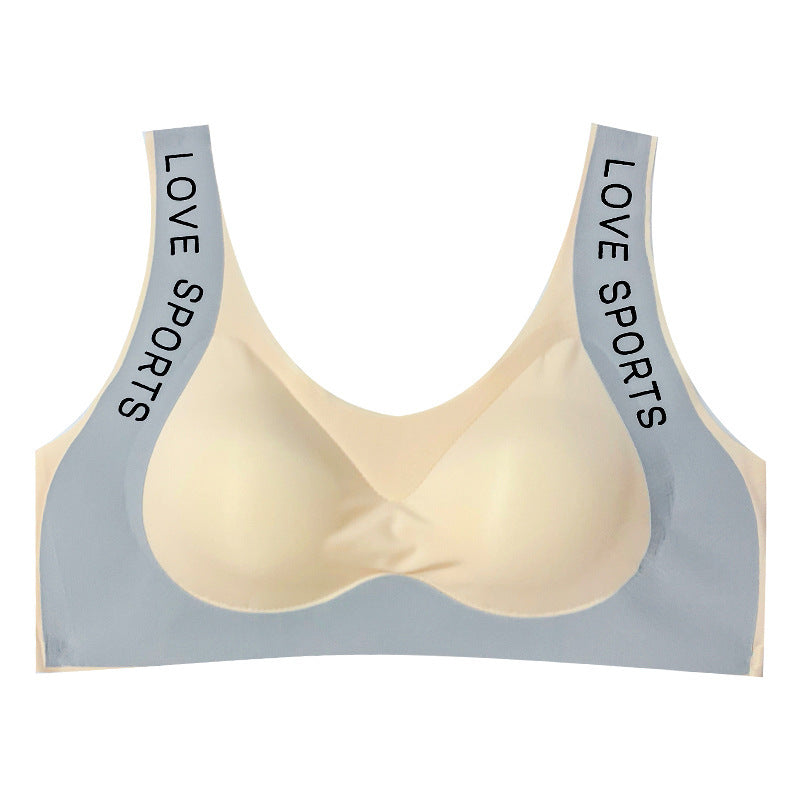 Letter Wide Shoulder Strap Small Chest Gathering Bras Breathable - cas7m