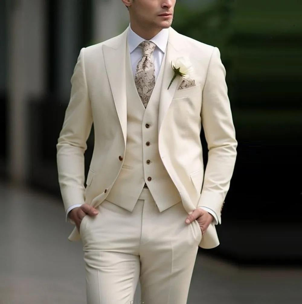 Men's Three-piece Suit Solid Color High Sense - cas7m