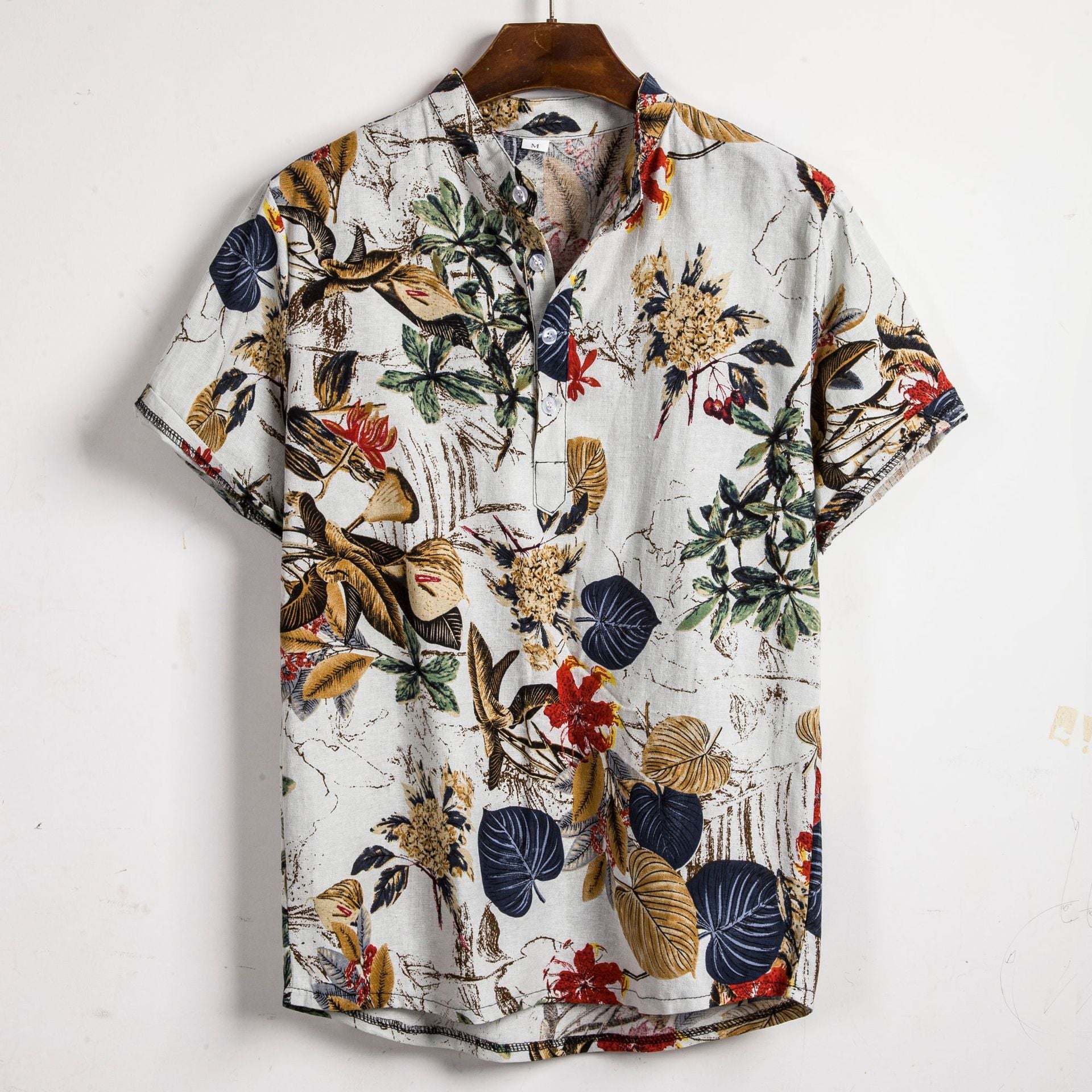 Slim shirt men contrast color printing shirt men - cas7m