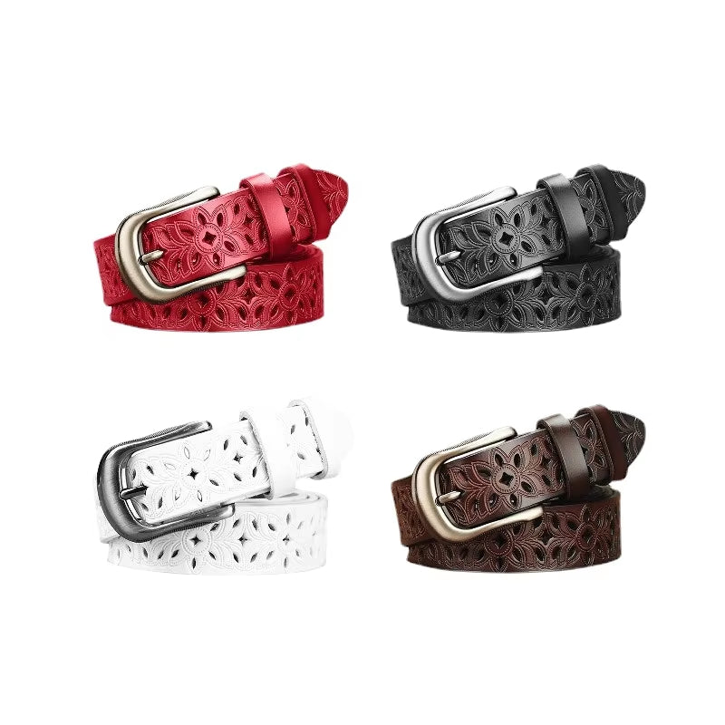 New Belt Hollow Pattern Belt Ladies Trend Waistband Genuine Woman Belt Vintage Pin Buckle Strap Jeans - cas7m