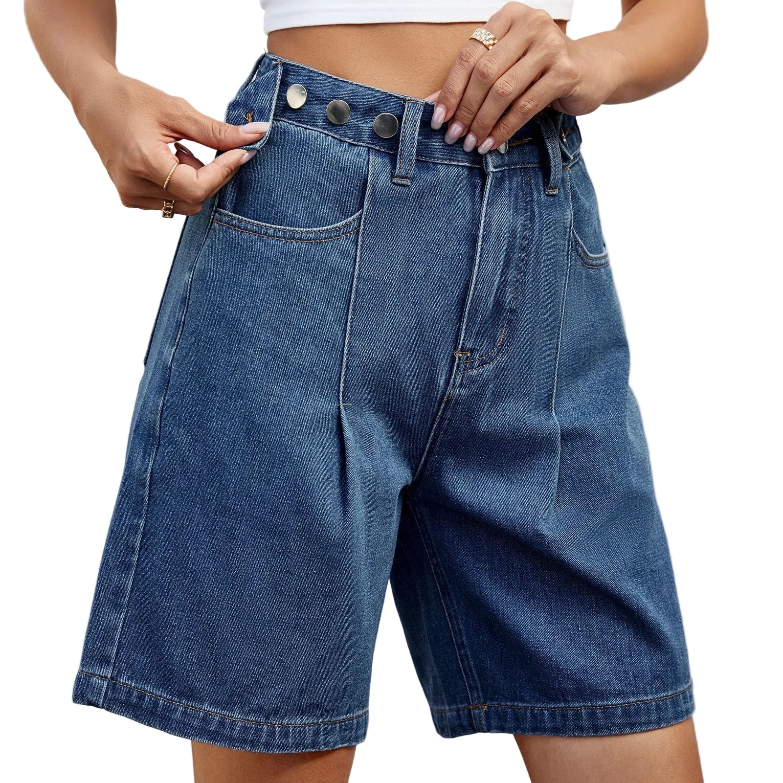 Denim Shorts With Waist Adjustable Design Fashion Summer Pants For Women - cas7m