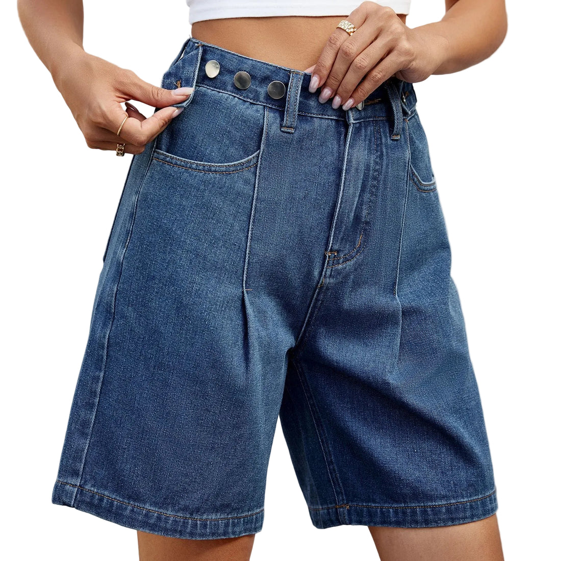 Denim Shorts With Waist Adjustable Design Fashion Summer Pants For Women - cas7m