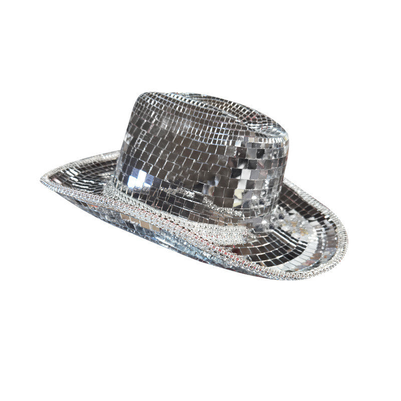 Prom Party Reflective Mirror Laser Fisherman Cowboy Hat - cas7m