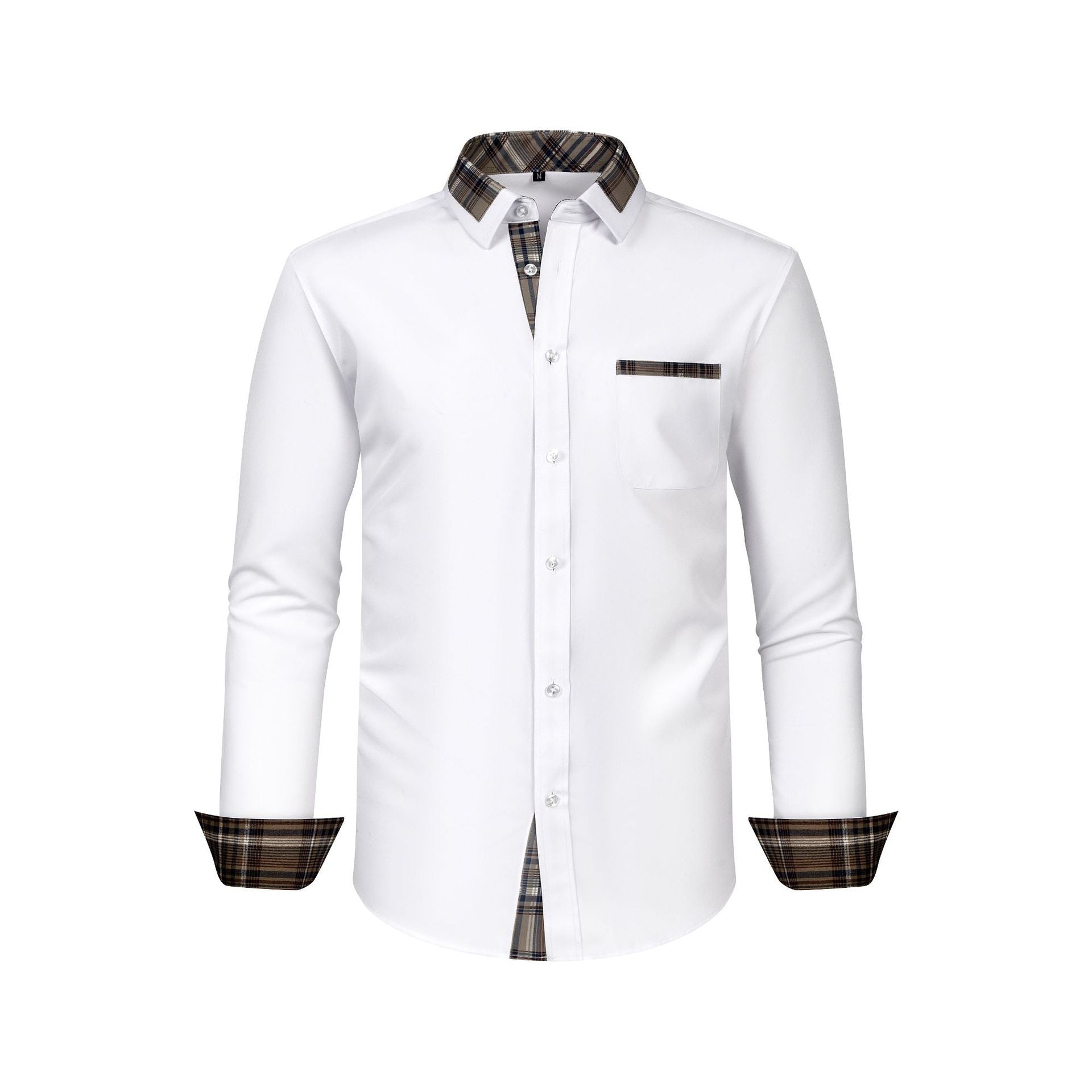 Large Size Patchwork Flower Collar Long Sleeved Men - cas7m