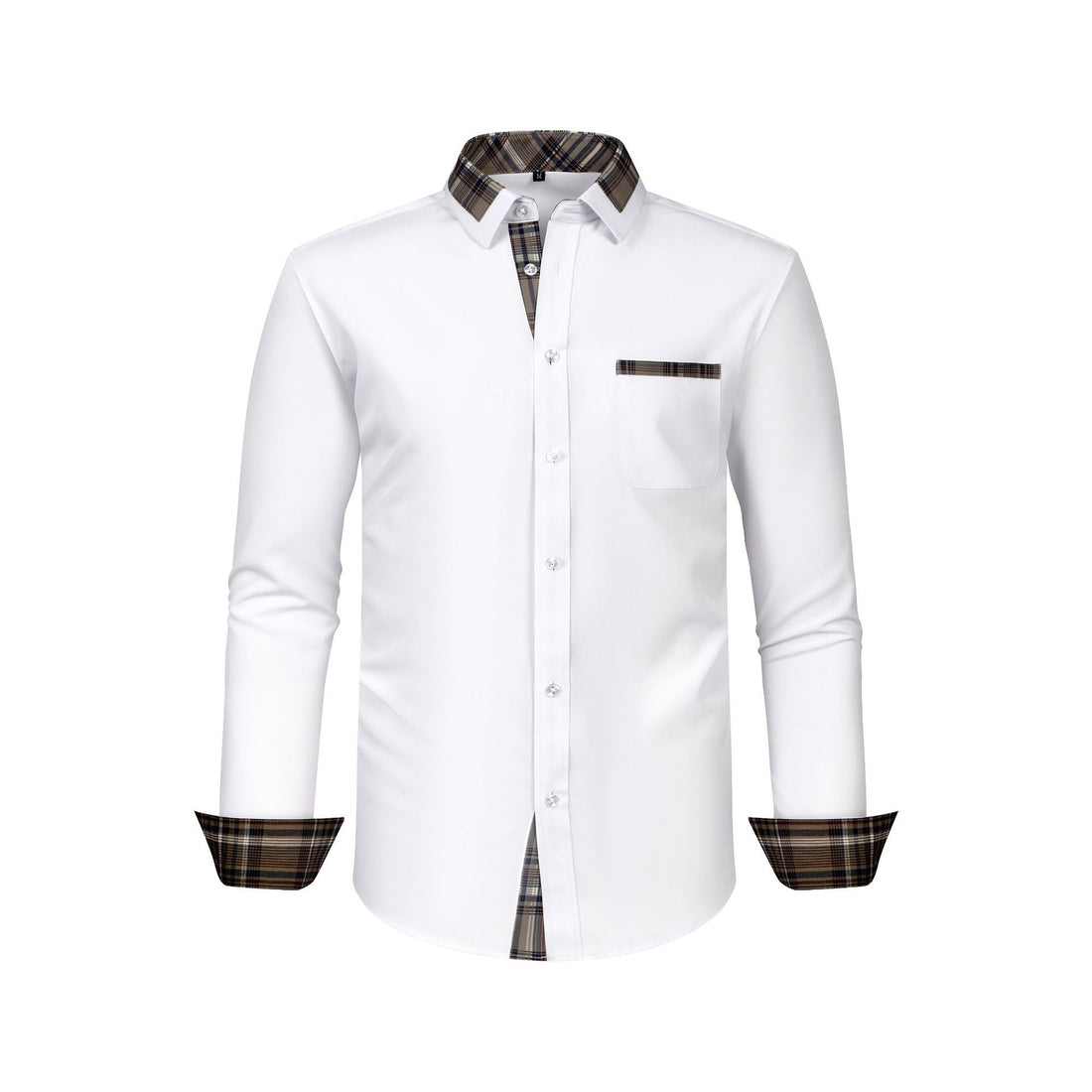Large Size Patchwork Flower Collar Long Sleeved Men - cas7m