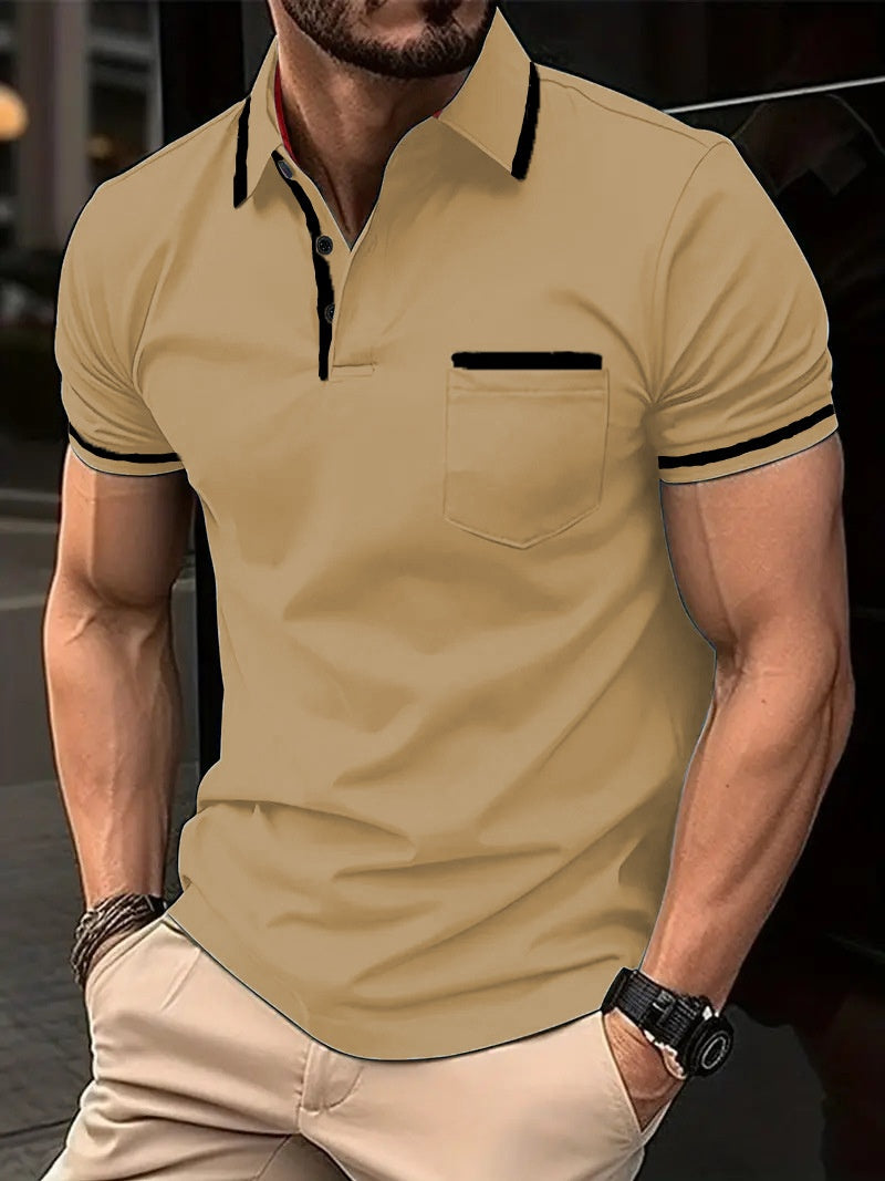 Summer Polo Shirt Button Pocket Men's Sports Polo Shirt - cas7m