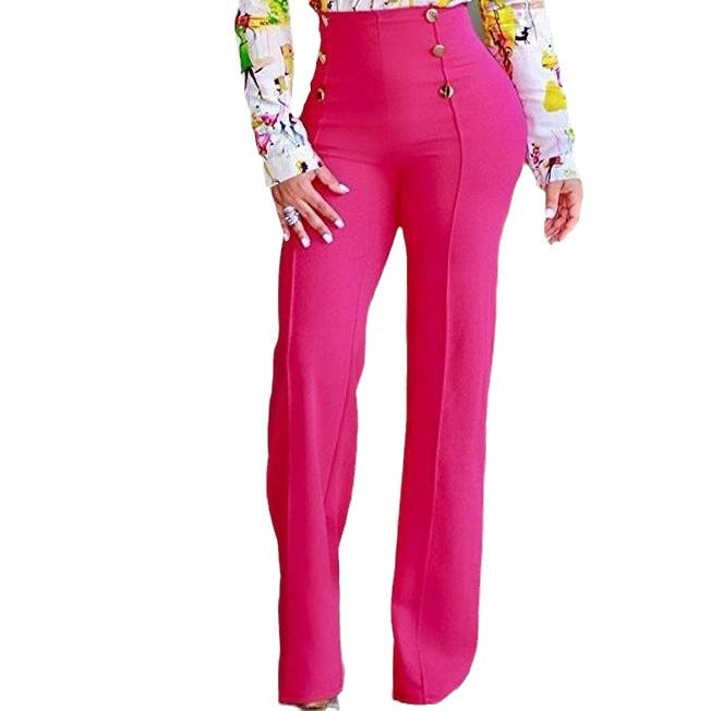 Double-breasted Micro-stretch Wide-leg Pants - cas7m