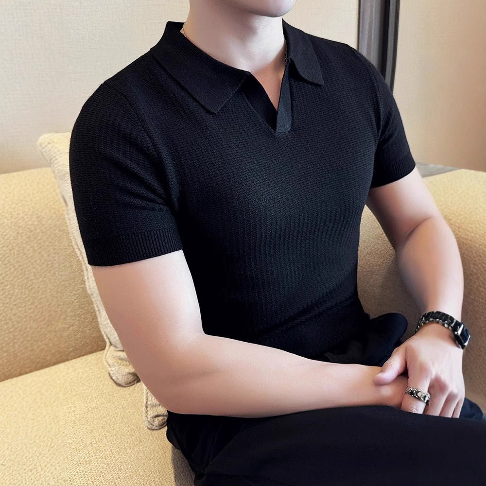 Fashion Summer Thin Knitted Polo Shirt For Men - cas7m