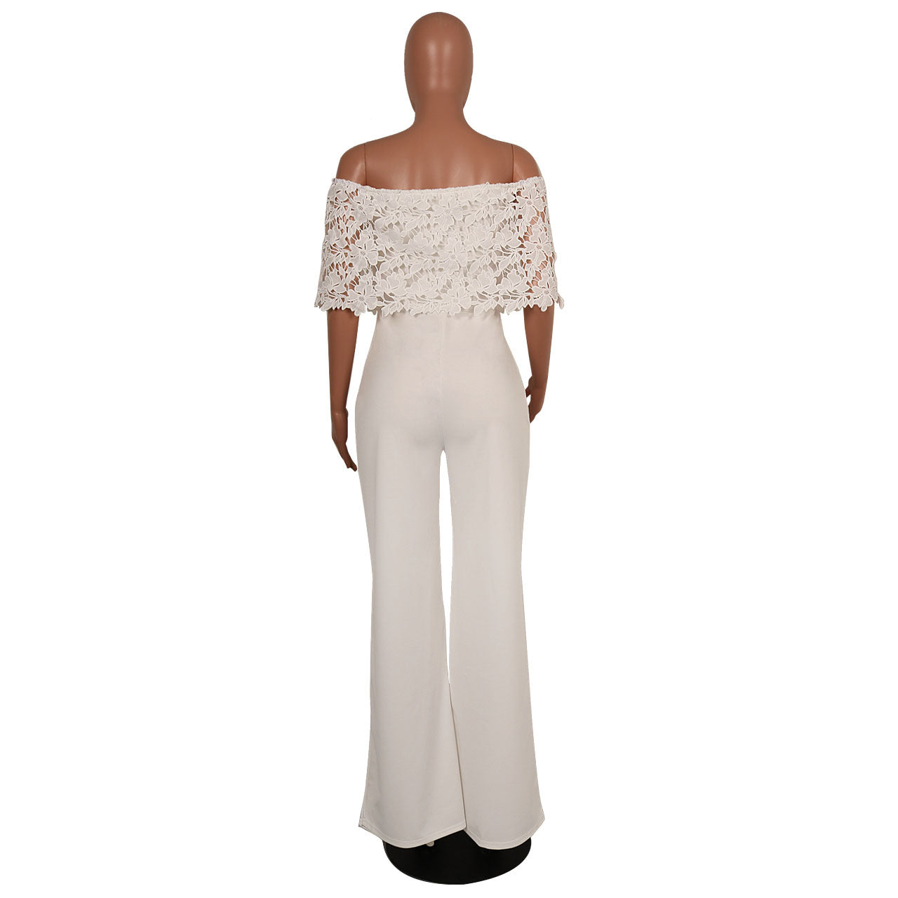 Sexy Tight One-neck Water-soluble Embroidered Jumpsuit - cas7m