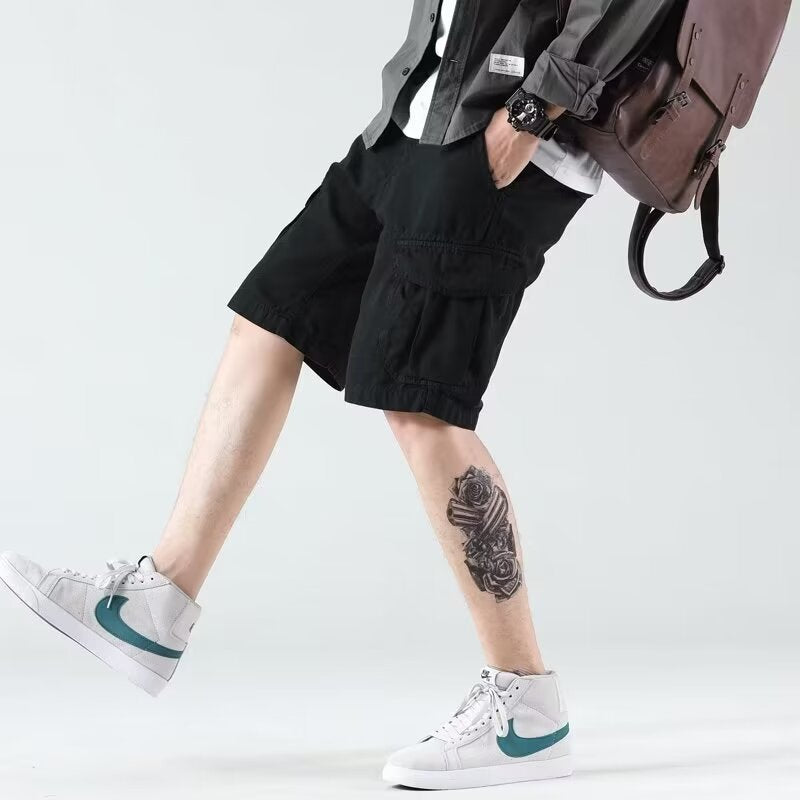 Heavy American Wear-resistant Overalls Shorts Men - cas7m