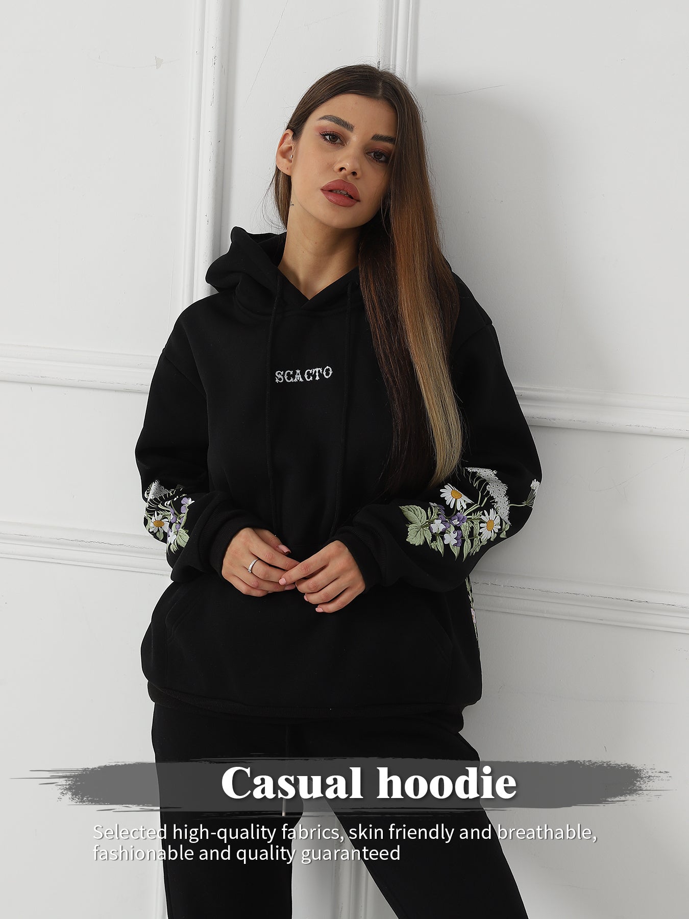 Ladies' Floral Print Long Sleeve Sweatshirt