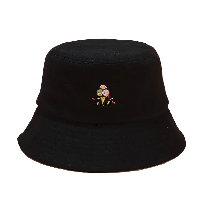 Korean version of fun ice cream embroidery fisherman hat - cas7m