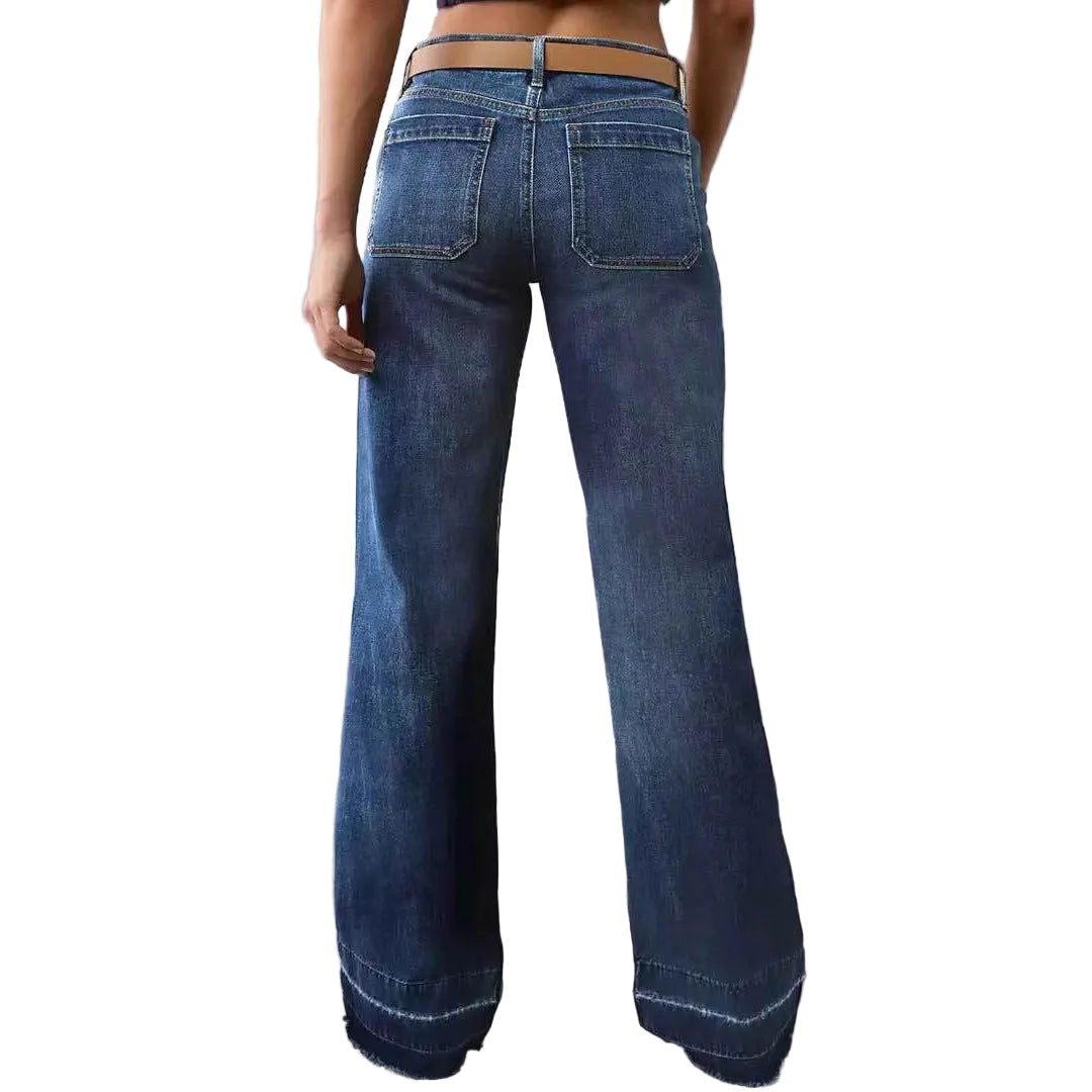 Retro High Waist Straight Loose Slimming And All-matching Jeans - cas7m