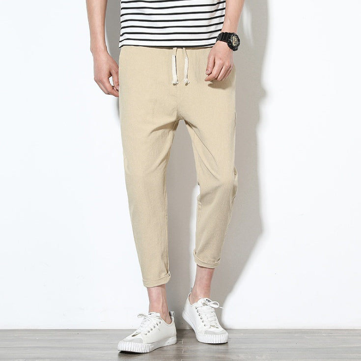 Summer men's pants pants linen Korean trend loose casual pants feet cotton Mahal pants men's pants - cas7m
