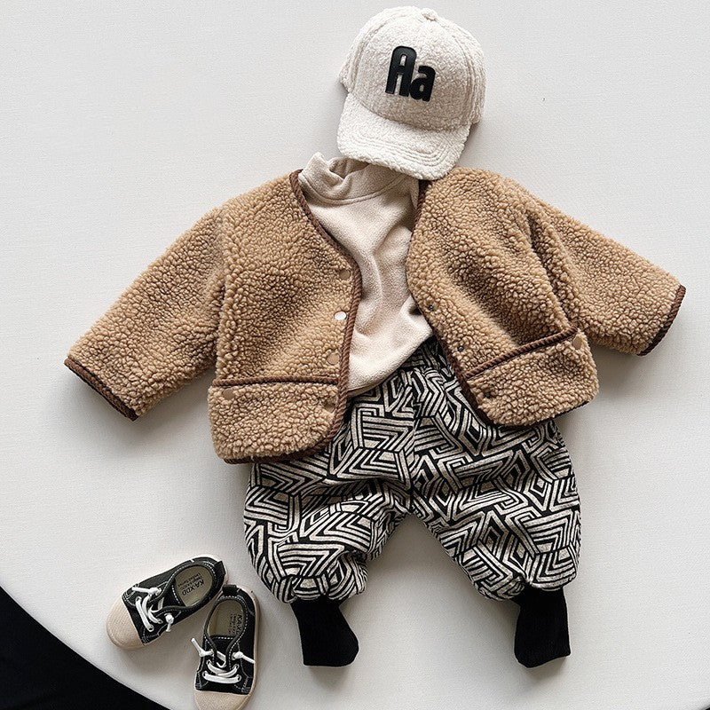 Children's Fur Coat Boys And Girls Plush Jacket - cas7m