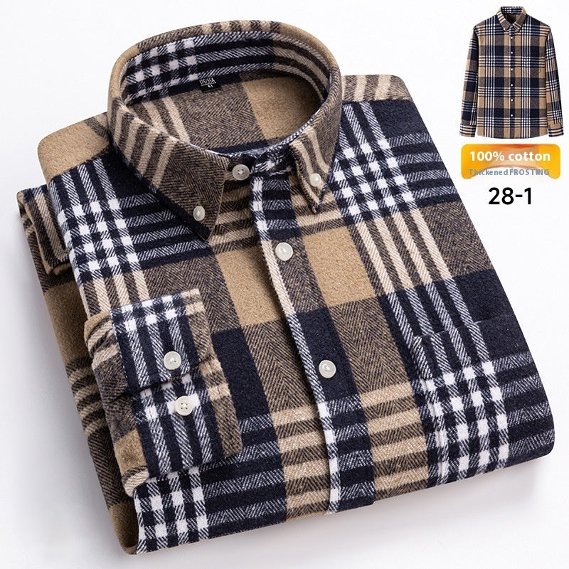 Retro Plaid Long Sleeve Casual Men's Clothing Shirt - cas7m