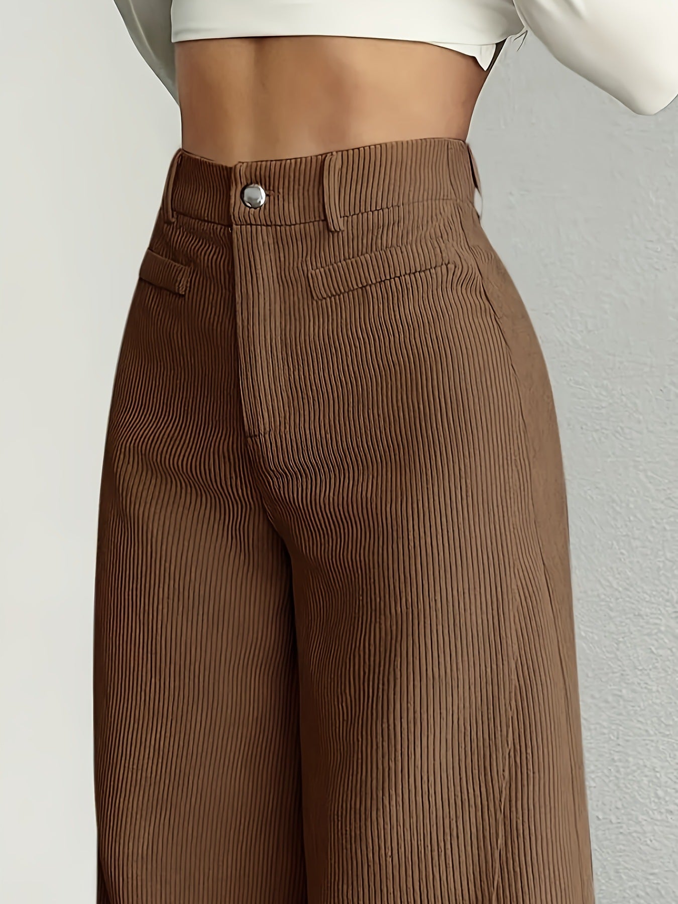 High Waist Wide Leg Pants With Vertical Stripes Straight Mopping Pants Commuter's All-matching - cas7m