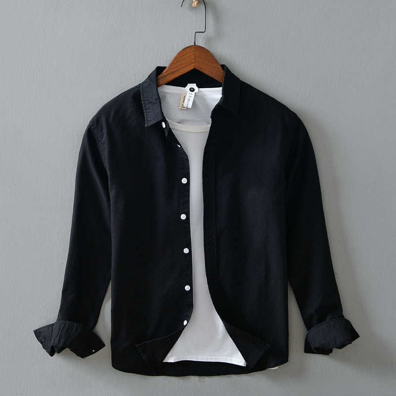 Men's Casual Linen Long-sleeved White Shirt For Men - cas7m