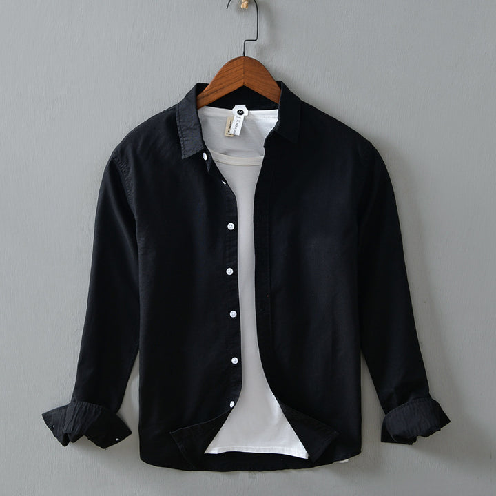 Men's Casual Linen Long-sleeved White Shirt For Men - cas7m