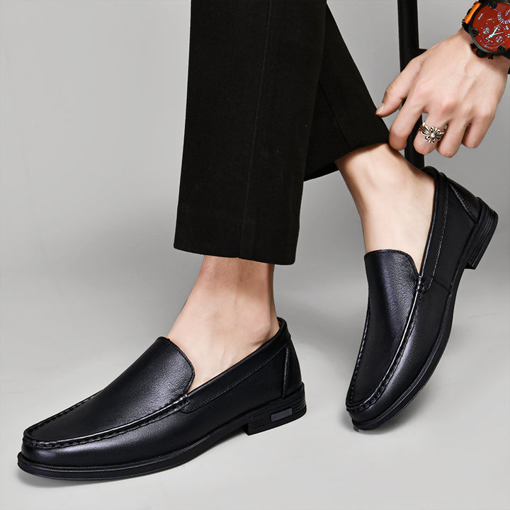 British Casual White Shoes Business Formal Wear Slip-on Hollowed-out Breathable Leather Shoes - cas7m